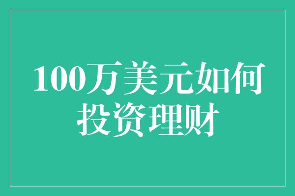 100万美元如何投资理财