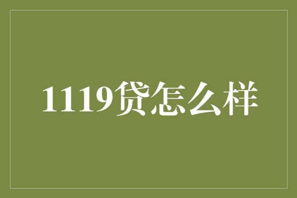 1119贷怎么样