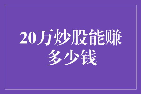 20万炒股能赚多少钱