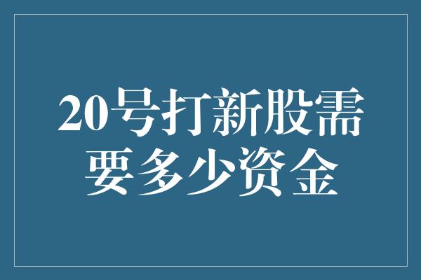 20号打新股需要多少资金