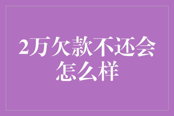 2万欠款不还会怎么样