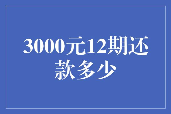 3000元12期还款多少