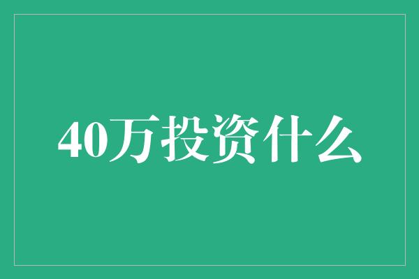 40万投资什么