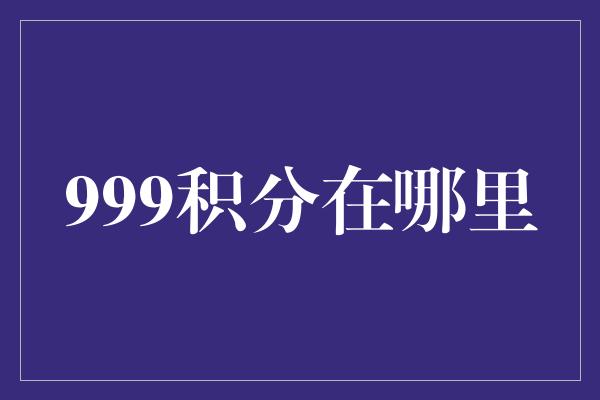 999积分在哪里