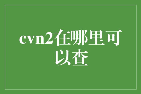 cvn2在哪里可以查