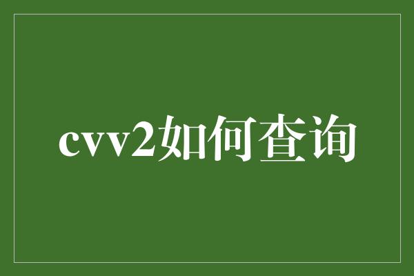 cvv2如何查询