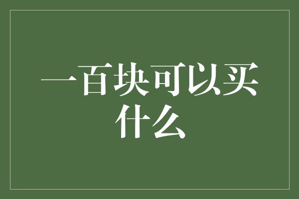 一百块可以买什么