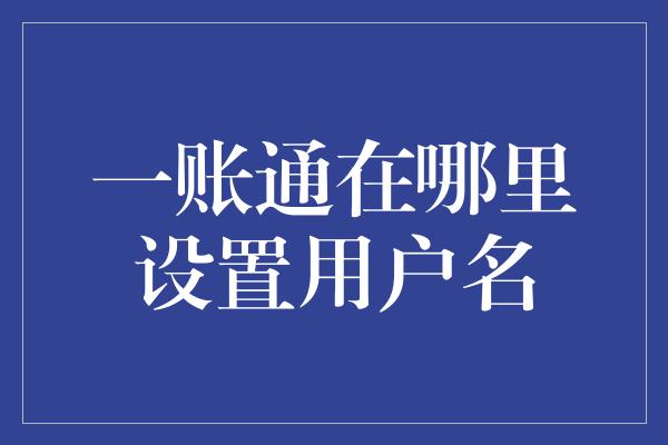 一账通在哪里设置用户名