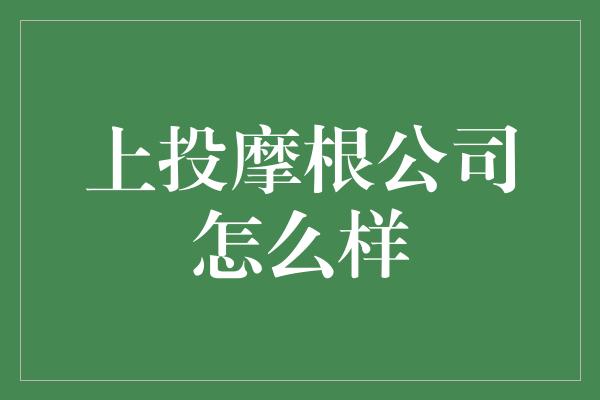 上投摩根公司怎么样