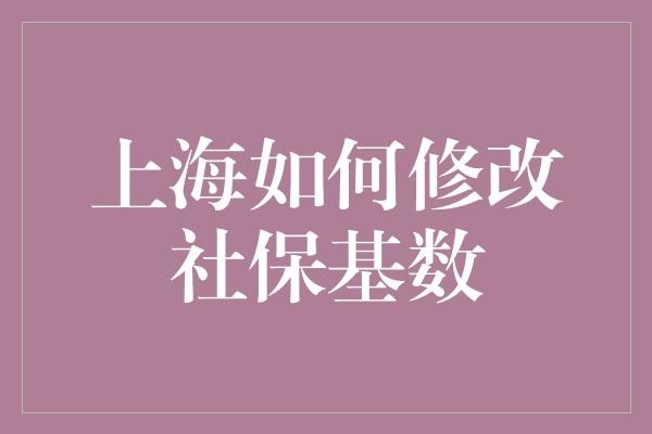 上海如何修改社保基数