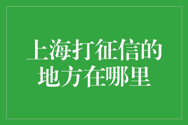 上海打征信的地方在哪里