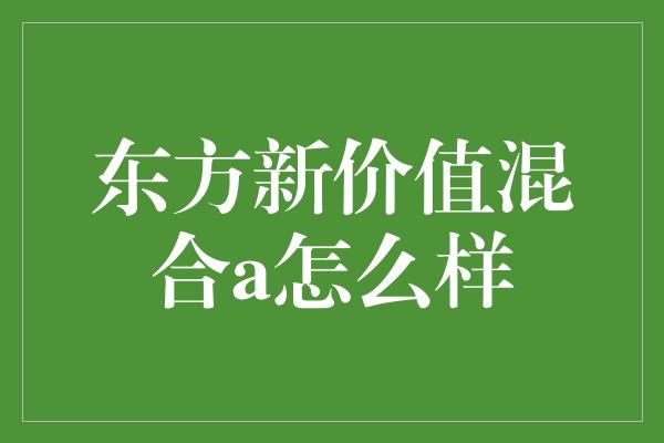 东方新价值混合a怎么样