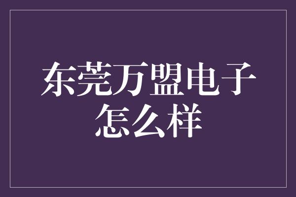 东莞万盟电子怎么样