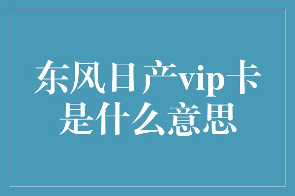 东风日产vip卡是什么意思