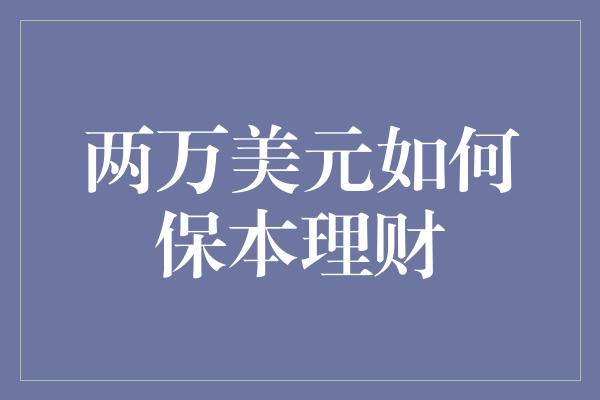 两万美元如何保本理财