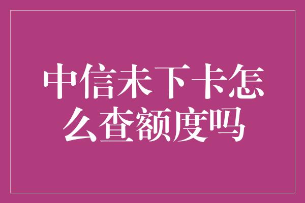 中信未下卡怎么查额度吗