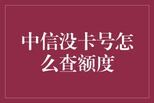 中信没卡号怎么查额度