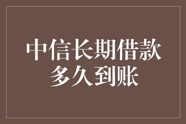 中信长期借款多久到账