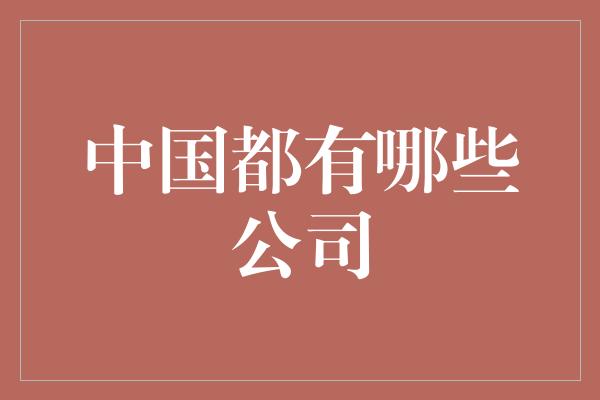 中国都有哪些公司