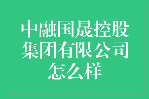 中融国晟控股集团有限公司怎么样