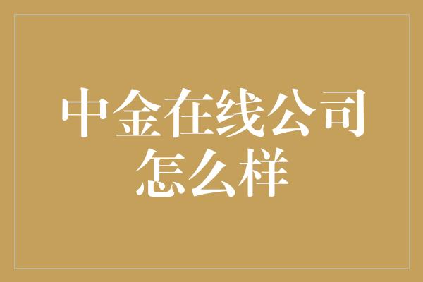 中金在线公司怎么样