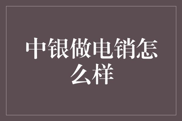 中银做电销怎么样