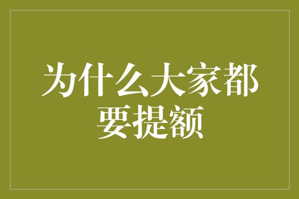 为什么大家都要提额