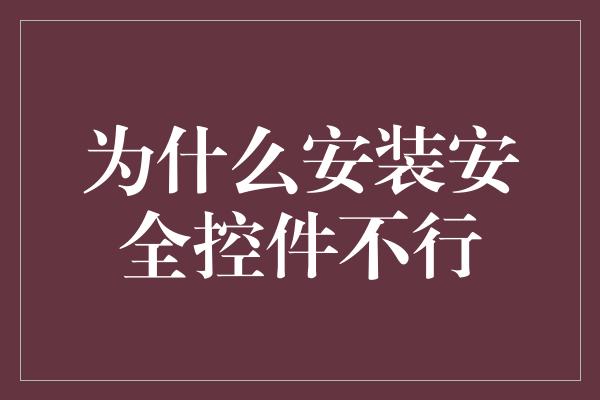 为什么安装安全控件不行