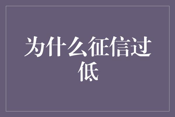 为什么征信过低