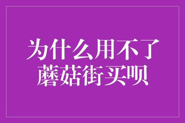 为什么用不了蘑菇街买呗