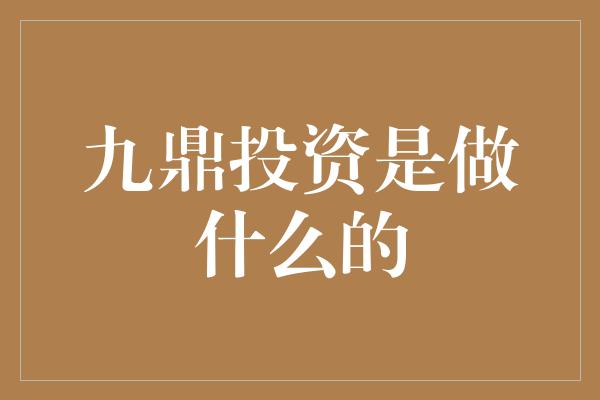 九鼎投资是做什么的