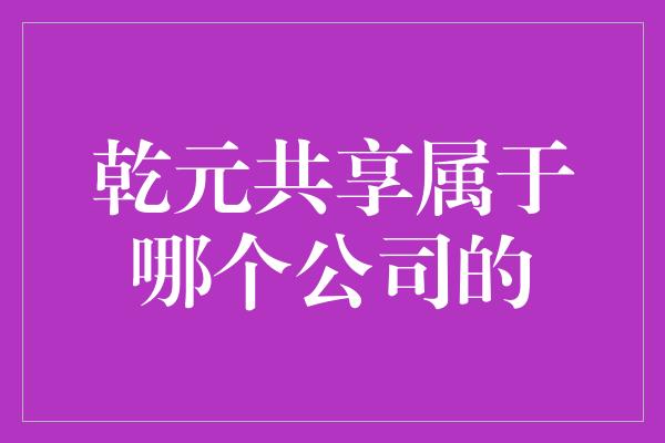 乾元共享属于哪个公司的