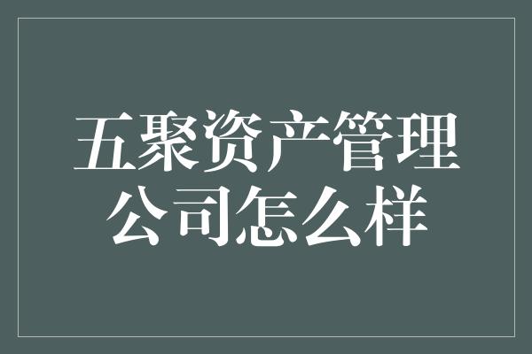 五聚资产管理公司怎么样