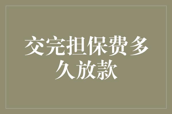 交完担保费多久放款