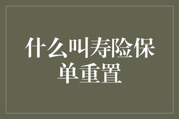 什么叫寿险保单重置