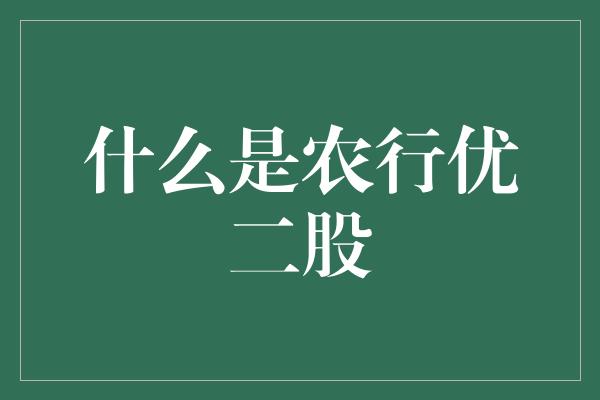 什么是农行优二股