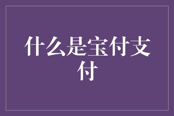 什么是宝付支付