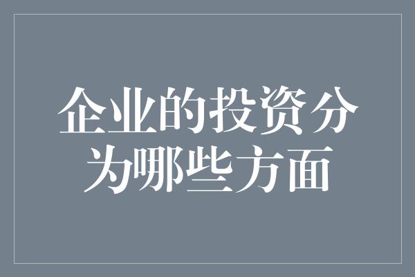 企业的投资分为哪些方面