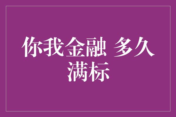 你我金融 多久满标