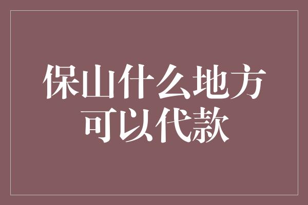 保山什么地方可以代款