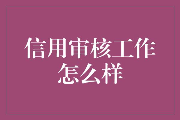 信用审核工作怎么样