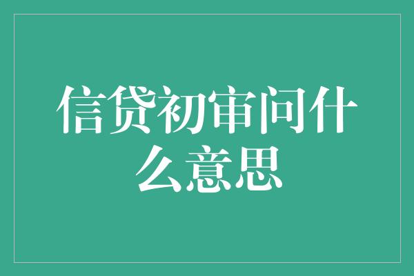 信贷初审问什么意思