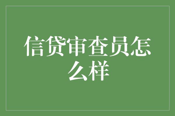 信贷审查员怎么样