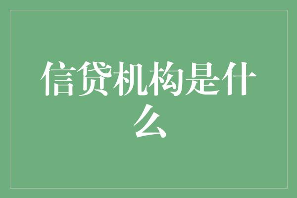 信贷机构是什么