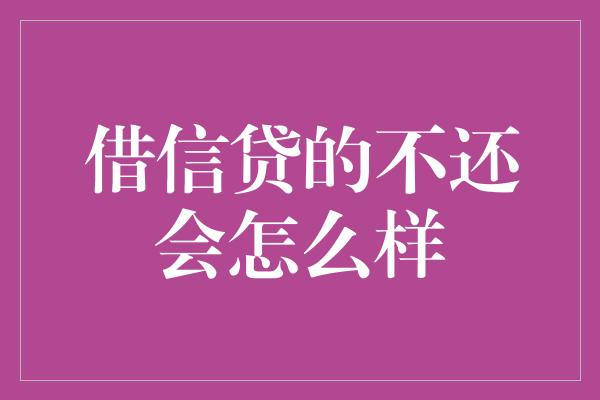 借信贷的不还会怎么样