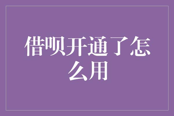 借呗开通了怎么用