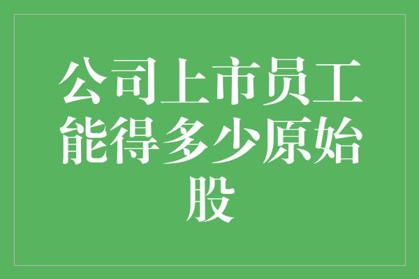 公司上市员工能得多少原始股