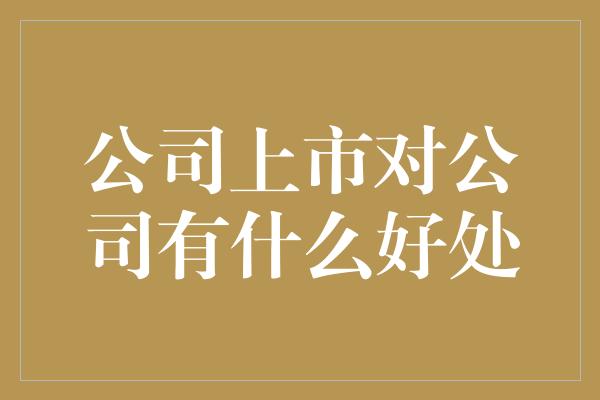 公司上市对公司有什么好处