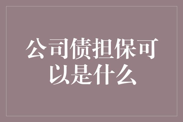 公司债担保可以是什么