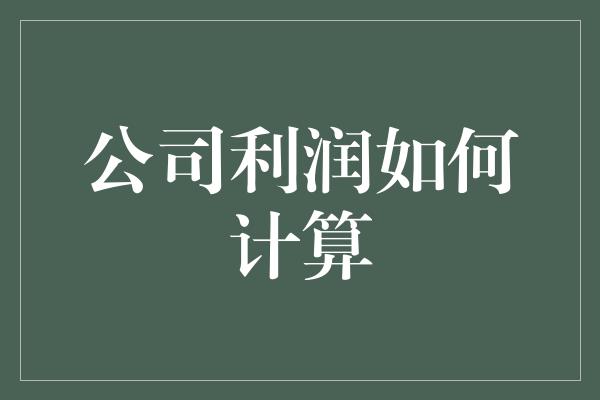 公司利润如何计算